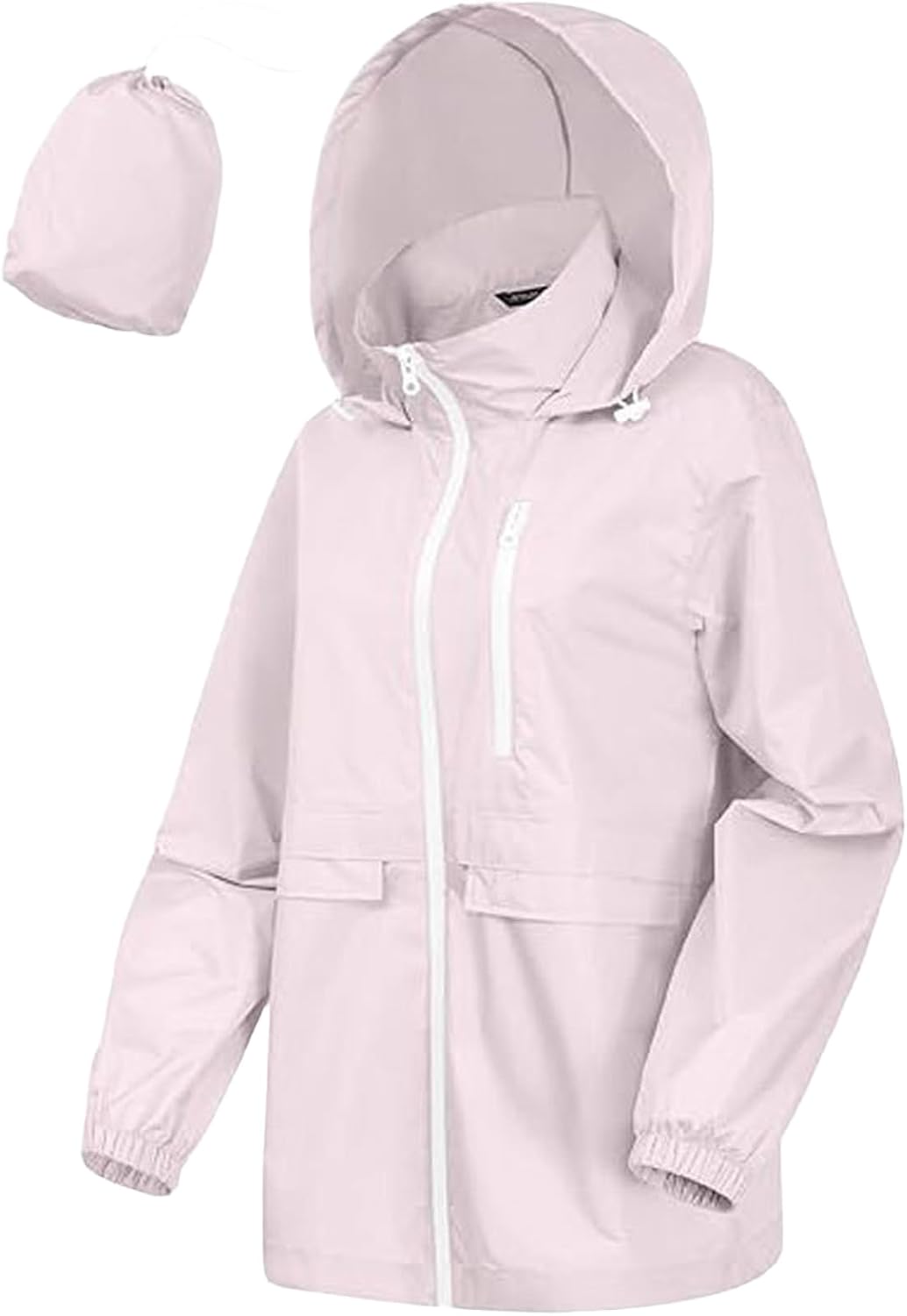 Womens Waterproof Raincoat Packable Windbreaker Rain Jacket