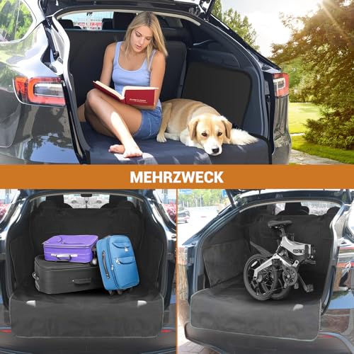 HQCM Kofferraumschutz Hund ladekantenschutz, Universal 185x105CM 900D Wasserdicht Kratzfest Kofferraum schutzmatte hundedecke mit Seiten- und Ladekantenschutz Kofferraumdecke für Auto, SUV, Van