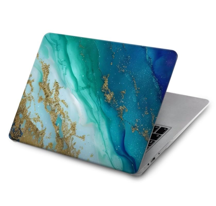Housse MacBook Air 13 M2 M3 antichoc design abstrait bleu émeraude