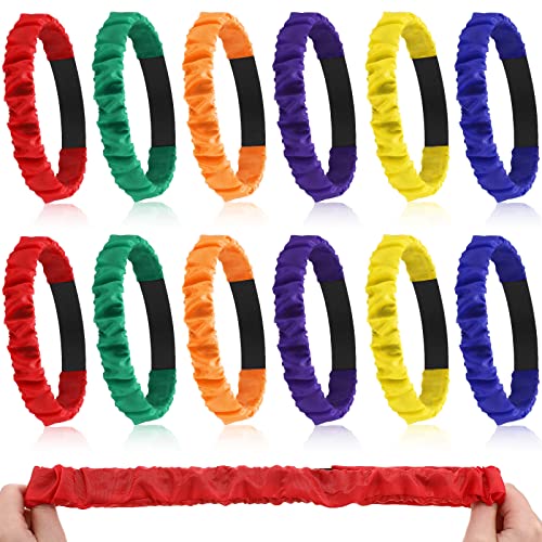 Chivao 12 Pcs 3 Legged Race Bands for Adults Colorful Elastic Tie Rope for Birthday Relay Race Carnival Field Day Backyard Indoor Outdoor Team Building Party Supplies