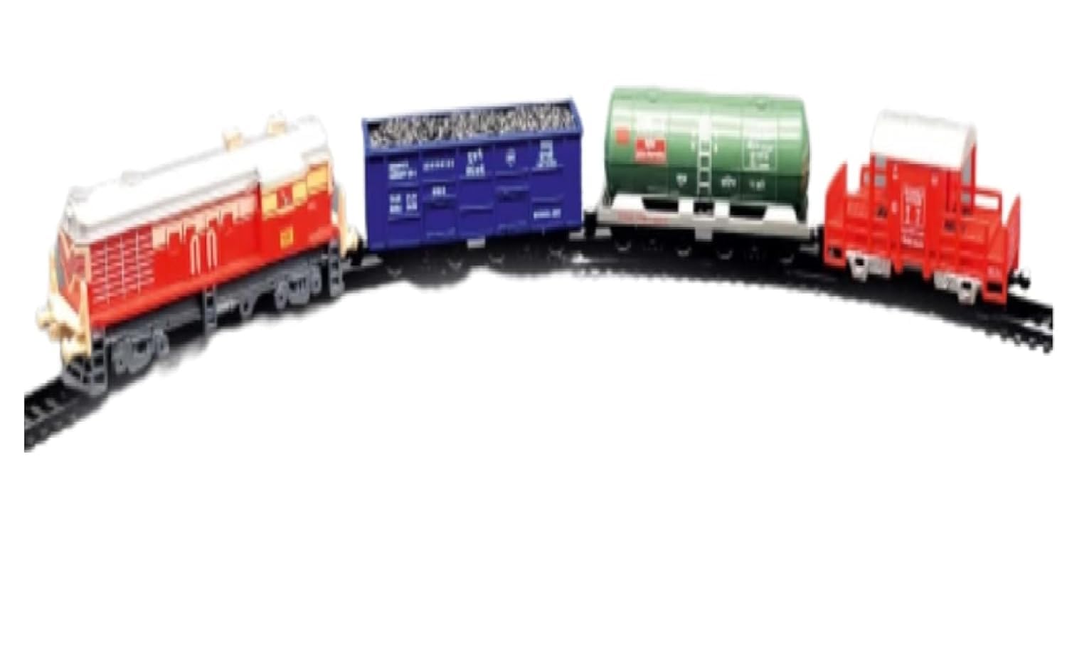 A&A Services Mini Train Engine Small Size Models with Railway Tracks for Kids, Train Set for Kids 3+, 4+, 5+ Year | Made in India Toys | Color May Vary (3 Coaches Cargo Train)