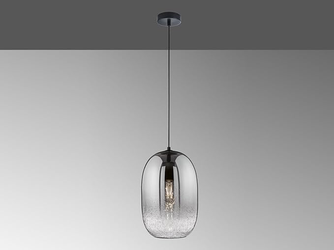 meineWunschleuchte Hanglamp eenlamp met lampenkap rookglas zwart Ø 20cm, Verlichting, Lampen Woonkamer photo 2