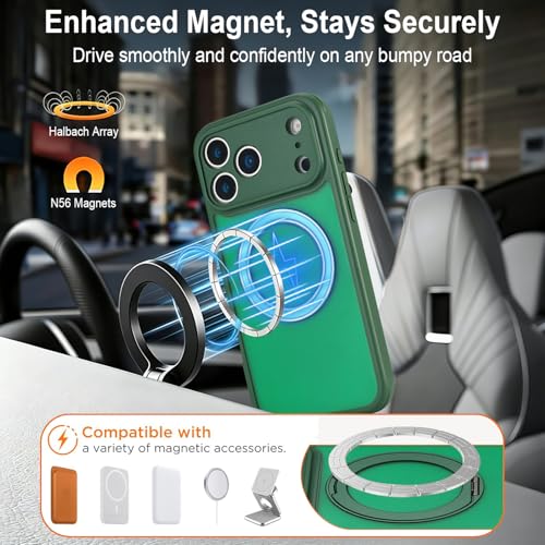 Image of for iPhone 17 Pro Max Case Compatible with MagSafe Full-Body Magnetic Phone Case with Built-in Tempered Glass Screen Protector& Stand for iPhone17 Pro Max Cover, Green