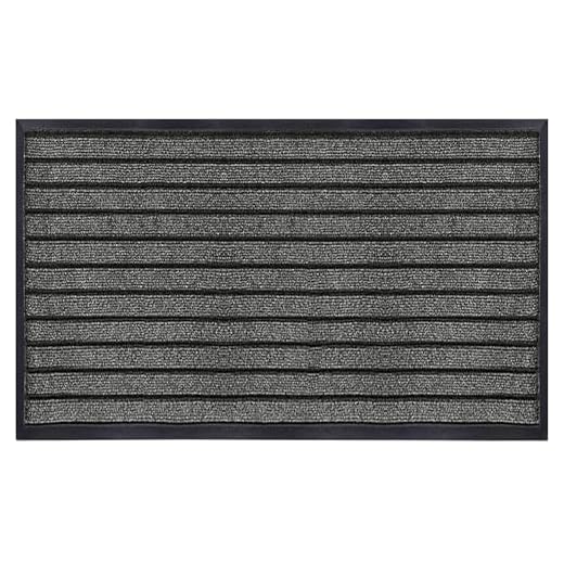 Hafaa Indoor & Outdoor Grey Door Mat 40x60 cm Non Slip Water Absorbent Rubber Mat Heavy Duty Floor Mats