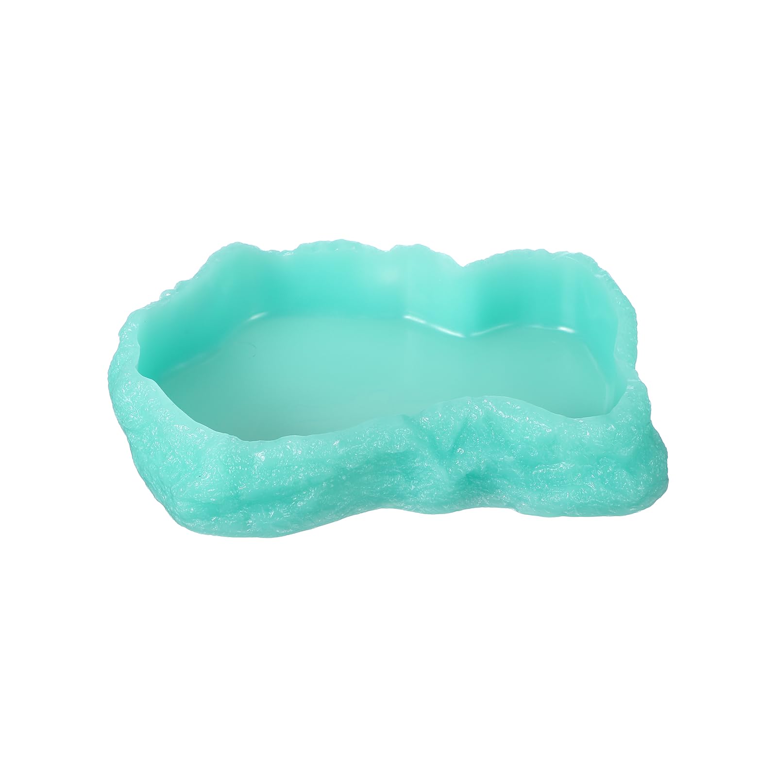 sourcing map Reptile Food Bowl, Reptile Feeding Dish Corner Bowl Water Resin Rock Worm Feeder Dish m (7.3 In, Glow Lake Blue), Intended for Lizards/o/Scaled Pet/Leopard o/Spiders