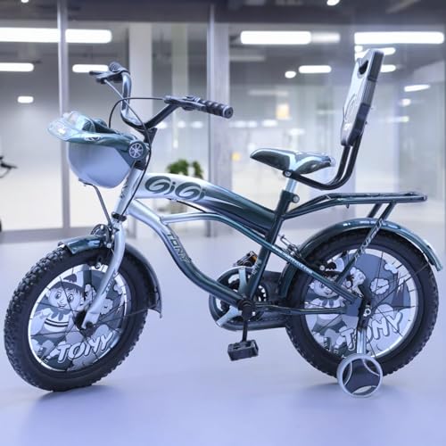 Image of TONY Cycle Sports Gigi 14T BMX Bicycle | Single Speed Kids' Bike with Training Wheels | Ideal for Boys & Girls Ages 3 to 5 Years | Durable Sea Design for Safe and Fun Riding Experience (Silver)