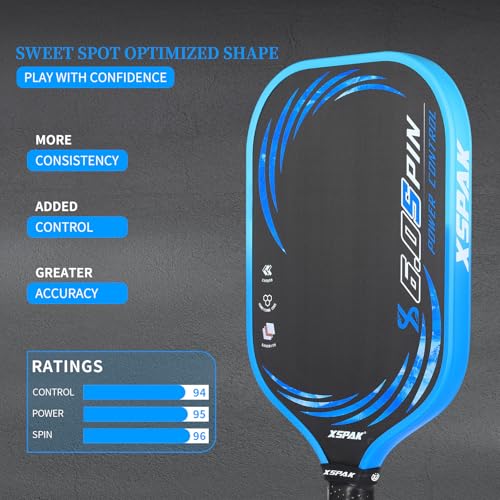 Image of XS XSPAK Carbon Fiber Pickleball Paddle - Tournament Edition - World Champion Surface Technology Options Pickleball Racket - USAPA Polypropylene Honeycomb Paddle with Cushion Comfort Grip