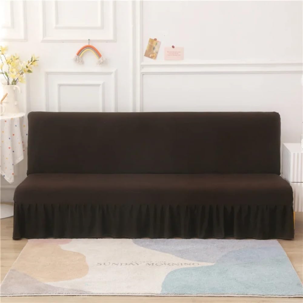 Housse clic clac extensible marron avec jupe plissée M 155-185cm pour salon