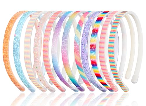 NZZVNZ 12 PCS Diademas de plástico unidos,Diadema con purpurina Diadema con Purpurina Accesorios Coloridos,accesorios coloridos para el cabello para niñas pequeñas