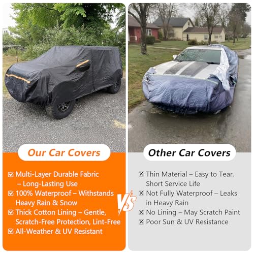 Image of Car Cover for Subaru Outback 1994-2025, 115G PEVA & Black Spunlace Cotton Waterproof Wagon Cover, Fits 1994-2025 All Generations, 210-230 inch, Reflective Strips, Side Zipper, 4 Wheel Straps