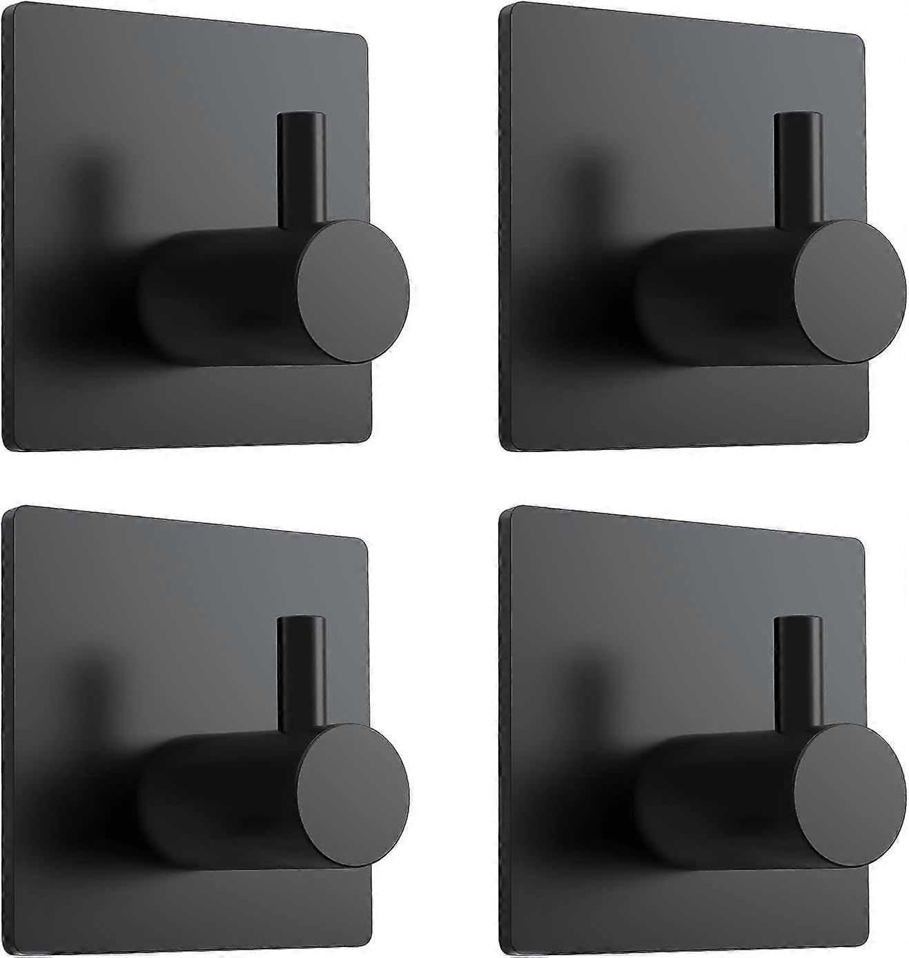 JOYHAPPST QQDD Adhesive Hooks,Black Stainless Steel Self Adhesive Bathroom Towel Hooks Heavy Duty Waterpr