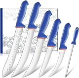 DRAGON RIOT Set Cuchillos Carnicero Profesional 6 Piezas Hojas Flexibles