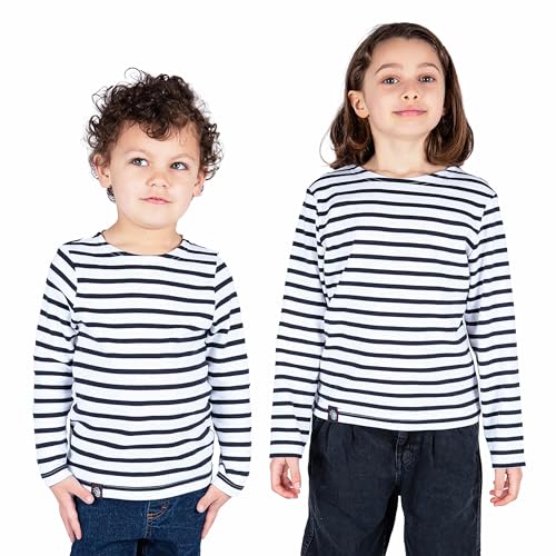 Breizh Ocean - Marinière Coton Bio - de 1 à 14 Ans - Création Française GUER Enfant - Tee Shirt Enfant Garcon ou Fille Manches Longues - Vetement Bebe...
