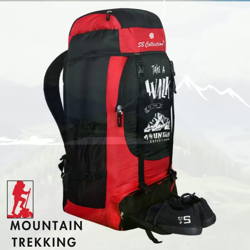 Image of SB Collection 60 L Hiking Rucksack, Water Repellent 600D Oxford Canvas, Unisex Trekking and Camping Travel Bag