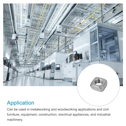 METALLIXITY Square Nuts (M4x7mmx3mm/M4x0.28"x0.12") 100Pcs, 304 Stainless Steel Square Machine Screw Nuts - Image 3