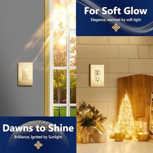 LIDER Brushed Finish Decorator Switch Cover, Screwless Wall Plate, Mid-Size 1-Gang 4.88" x 3.11", Unbreakable Polycarbonate Thermoplastic, UL Listed, LSWP-31M-BGD, Brushed Gold - 5