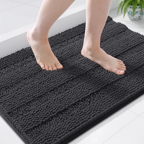 Grandaily Chenille Striped Bathroom Rugs 36x24, Extra Thick and Soft