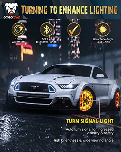 Gogoone 17 ” 2-Row Chasings Led Wheel Ring Rim Tire Light Kit With App/Ir, 636-Leds Neon Accent Lights 12V Fit For Car Offroad Truck Suv(Rotor Brake Caliper Dia.≤15". Rim Wheel Hub Inner Lip Dia ≥21") #TOP4