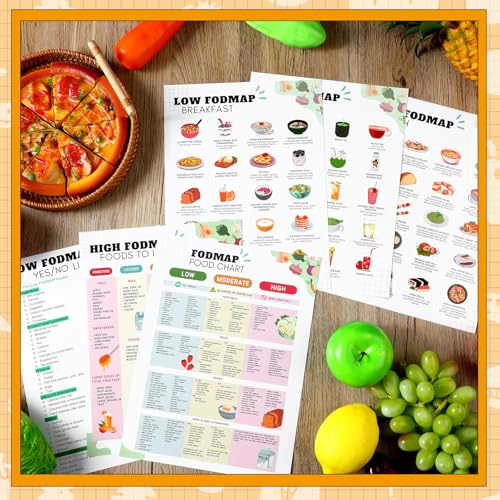 Image of Sinload 12 Pcs Low FODMAP Food List FODMAP Meal Plan Food Chart Nutrition Grocery List Laminated Meal Poster for Gut Health