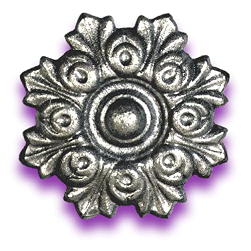 Déco fer Forgé-ROSACE FONTE DECORATION- H130 mm par 130 mm- Pour Porte Portail Portillon battant coulissant -1 Inserts Taraudés M6 Face Arriere- Usage...