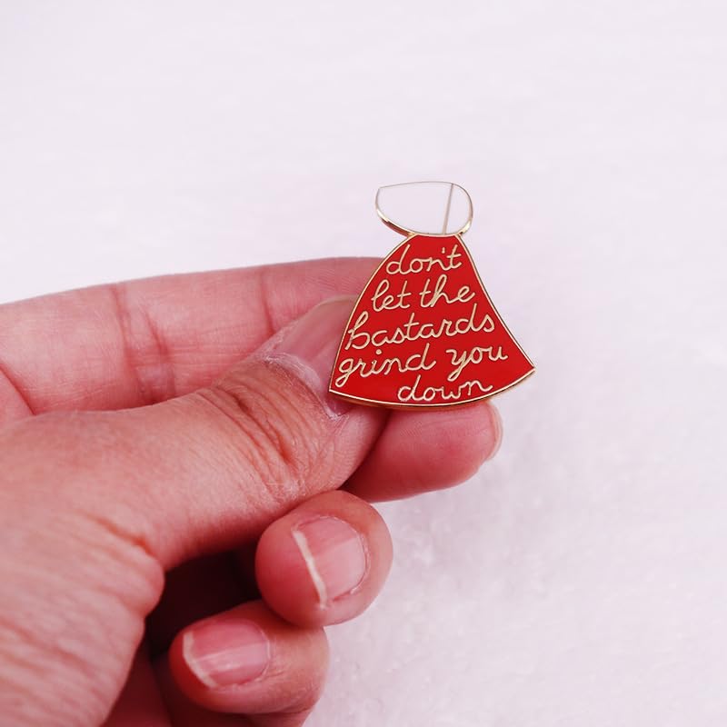 Image of Don't Let The Bastards Grind You Down Enamel Lapel Pin cartoon Maid Badge Brooch For Backpacks