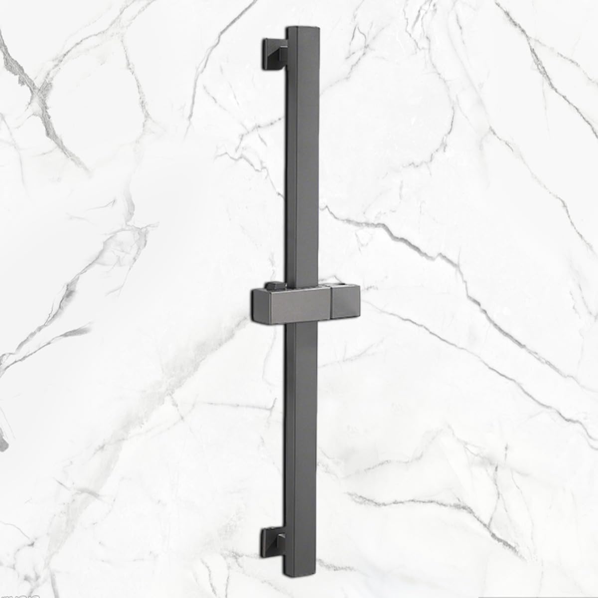 Square Shower Riser Rail, Bathroom Shower Slide Bar SUS304 Stainless Steel Wall Mounted, 360° Rotatable 60cm Adjustable Shower Head Holder Slider Rail (Grey)