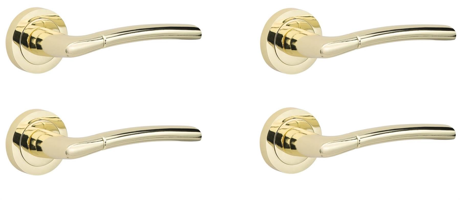 Golden Grace Indiana Door Handle Pair - Polished Brass - 4 Pack