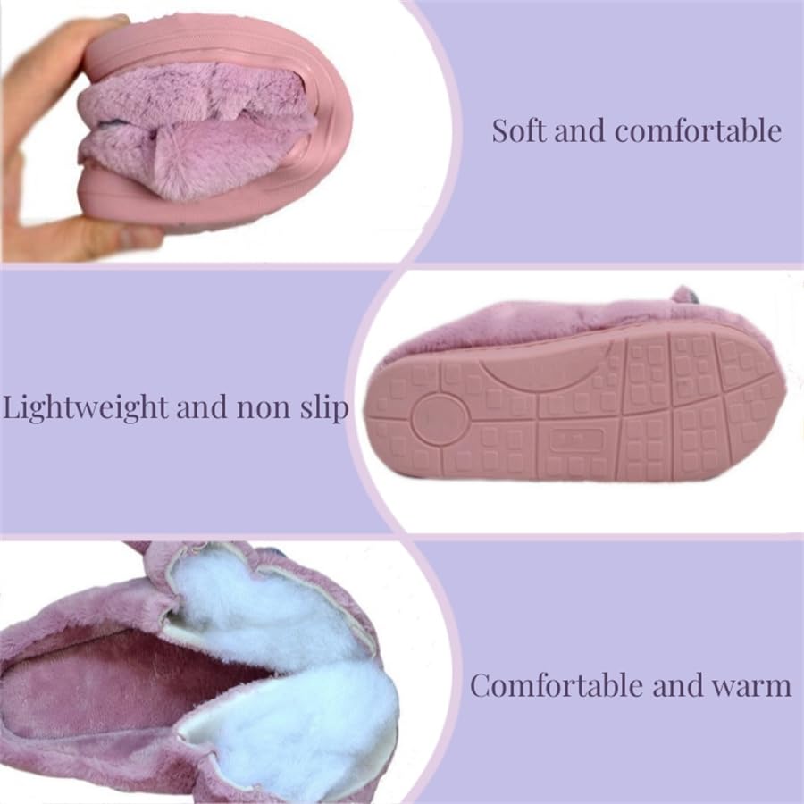 Women's animal slippers cute hippo slippers soft comfortable indoor outdoor plush cotton shoes3
