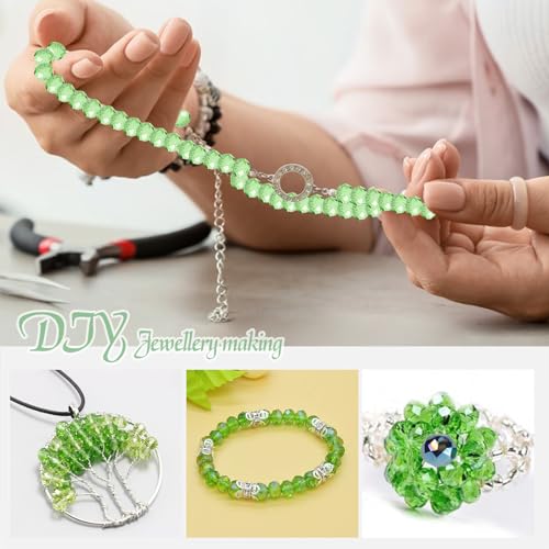 TOAOB 1000pcs Green Crystal Glass Beads 2mm 4mm 6mm 8mm10mm Faceted Spacer Beads for Jewelry Making DIY Craft Project Decorations Bracelet Making Kit - Image 4