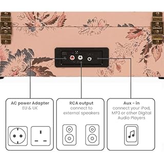 Crosley Voyager - Giradischi portatile Bluetooth, lettore di dischi in vinile a 3 velocità, giradischi per la casa per dischi in vinile, altoparlanti stereo integrati e ricevitore Bluetooth, ingresso