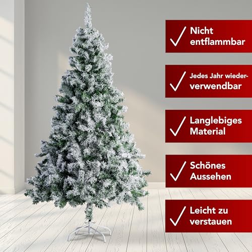 Xonic® Claus Premium künstlicher Weihnachtsbaum Schnee 180cm - Schnee Tannenbaum künstlich beschneit mit Metall-Ständer - Snow Christmas… – Ansicht 6