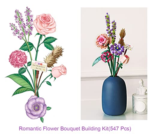 Image of Building Sets - Pcs | Compatible with lego 547 pcs | Flower Bouquet Building Kit Flower Building Blocks Artificial Flowers Building Toys Creative Project for Adults Botanical Collection Compat