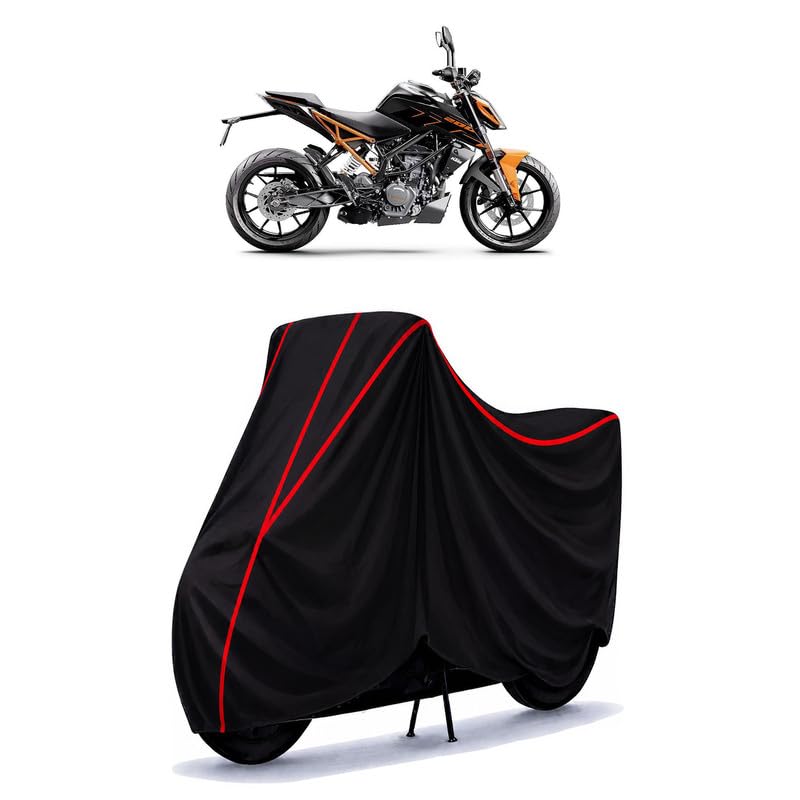Image of KTM 200 Duke Standard Water Resistant Bike Cover for All Motorcycles & Rain | Heavy Duty Taffeta Fabric | UV Protection, Dustproof, Scratchproof | All Weather Two Wheeler Cover with Elastic Bottom
