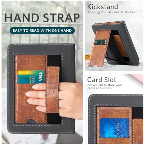Image of CoBak Case with Stand for Ebook Readers - Durable PU Leather Cover with Auto Sleep Wake, Card Slot, Hand Strap Feature Kindle Paperwhite case