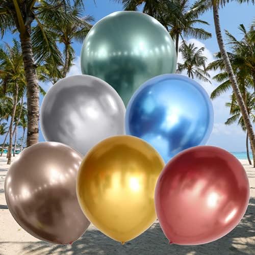 12 Pcs 18 Inch Multicolor Metallic Balloons, Thick Latex Chrome Balloons for Wedding Birthday, Halloween, Christmas - Image 5