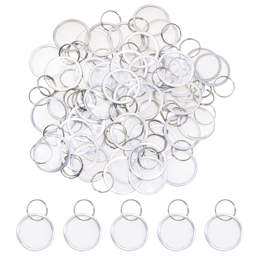 ONLYKXY Etikettierschild aus Kunststoff, rund, mit Schlüsselanhänger, Metallrand, Preisschild für Preise, Geschenk, Schmuck, Kleidung, Hof, Verkauf, Garage, Zubehör, Markierungsetikett, transparent ONLYKXY Etikettierschild aus Kunststoff, rund, mit Schlüsselanhänger, Metallrand, Preisschild für Preise, Geschenk, Schmuck, Kleidung, Hof, Verkauf, Garage, Zubehör, Markierungsetikett, transparent