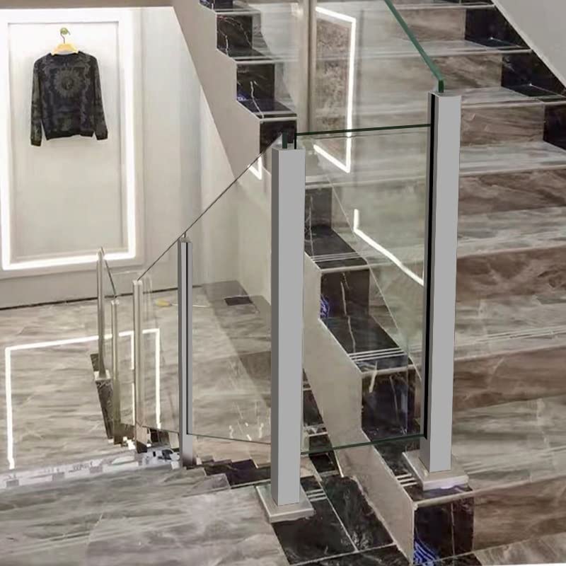 Pasamanos para escaleras con postes de vidrio ranurados y base resistente para balaustres 3