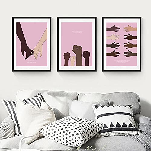 Póster feminismo negro en lienzo 50x70 cm juego de 3 láminas modernas sin marco para salón 3