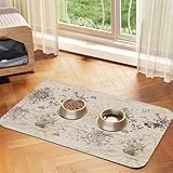 Nautical Sailboat Vintage Compass Pet Food Mat,Absorbent Cat Dog Food Mat for Floors Waterproof,Pet Feeding Mat for Cat Food and Water Bowls Rubber Base,Puppy Placemat Accessories