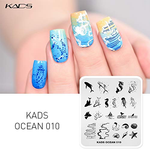 KADS 5Pcs Nagelstempelplatten Set Nails Art Stamping Plate Set Nagelplatte Vorlage Image Plate Ocean Series – Bild 7