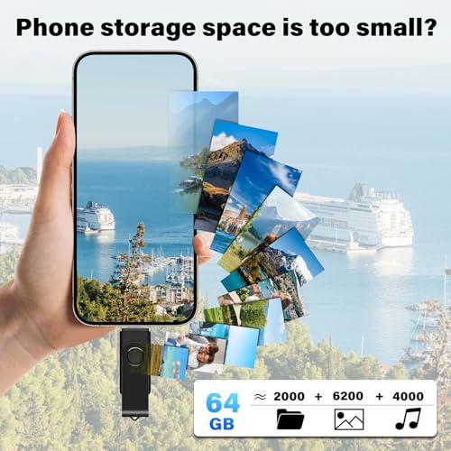 TEWENE USB C Memory Stick, 2-in-1(USB-A & Type-C) Rotating Dual-Interface Flash Drive, 3.0 USB Stick(64GB*2) - Image 3