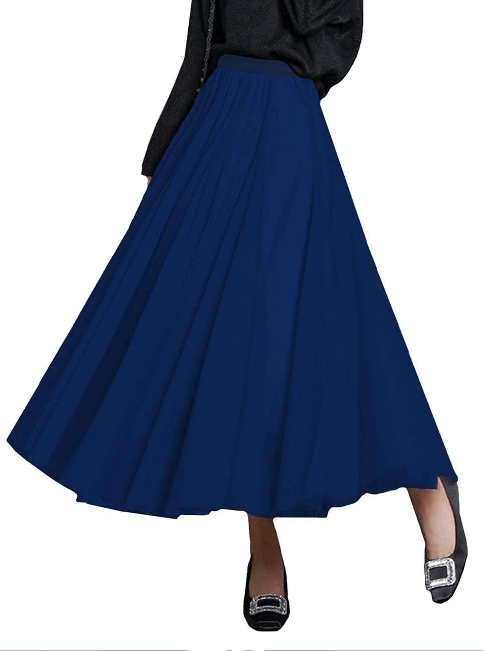 Tulle Skirts for Women Pleated Layered Tutu Skirt Ladies Elegant Flowy Long Skirts Bridesmaid Wedding Midi Skirt