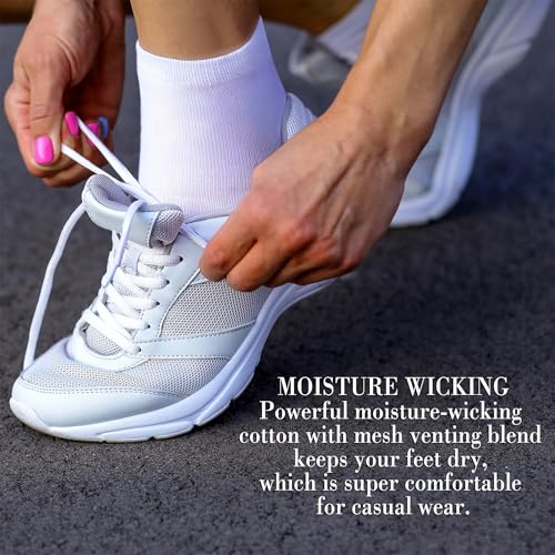 CHARMKING 6 Pairs Crew Socks for Women Soft Cotton Bootie Socks Moisture-wicking Casual Socks Non Slip Above Ankle3