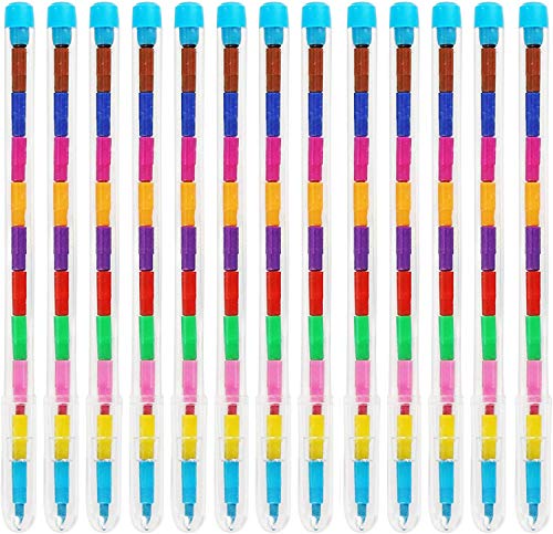 P & K Products Crayons Pousse-Mine - 24 Crayons pour Enfants avec Mines Multicolores - Idéal en Cadeau d'anniversaire, Jouets de Fête,Récompenses etPochette-Surprise Cover