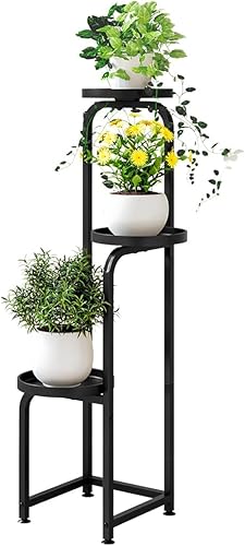 Soporte para plantas de interior y exterior, estante de metal de 3 niveles para múltiples plantas, soportes de flores de esquina para sala de estar,