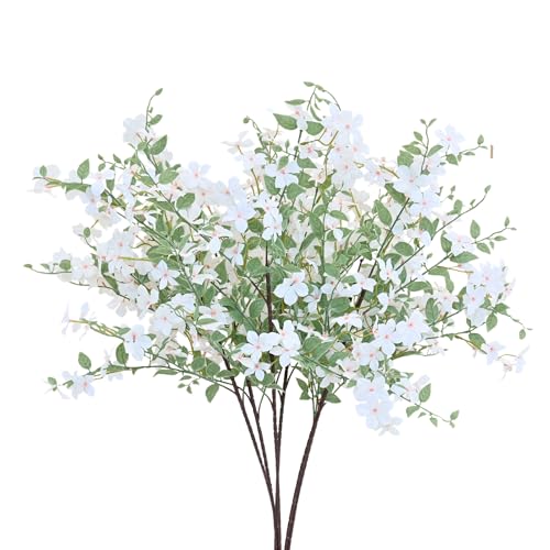2PC 37" Artificial White Flowers for All - Season Indoor Decoration, Faux Long Stem Artificial Flowers for Wedding, Home, Office, Bedroom, Party Table Centerpieces Décor