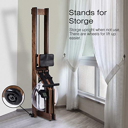 image for E-riding Rowing Machine Black Walnut Wood Water Rower with Bluetooth M