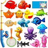 CozyBomB™ Magnetic Fishing Toys Game Set for Kids | Water Table Bathtub Kiddie Pool Party Pole Rod Net, Outdoor Plastic Floating Fish, Toddler Bath Color Ocean Sea Animals Easter Gift Age 3-5 6 4-8