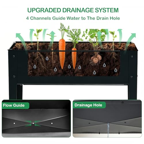 Image of 31.5 inch Tall Raised Garden Bed with Wheels, Extra 15.7 inch W Planter Box (400 lbs Loads) with Storage Shelf & Handle,Heavy Duty Metal Garden Planter for Vegetables, Herbs & Flowers, Patio & Balcony