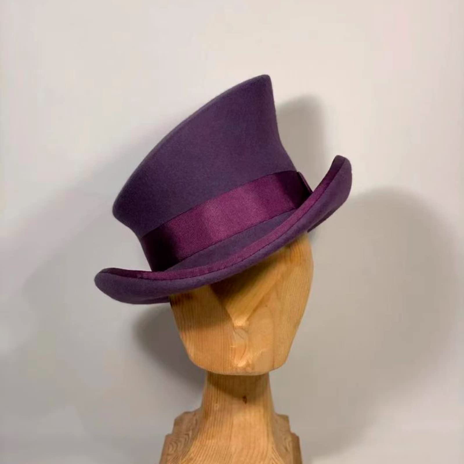 Gorro masculino capucha cilindro asimétrico sombrero de lana damas caballeros unisex sombrero steam punk cilindro moda sombrero decorativo gorro de invierno hombres, morado, Talla única